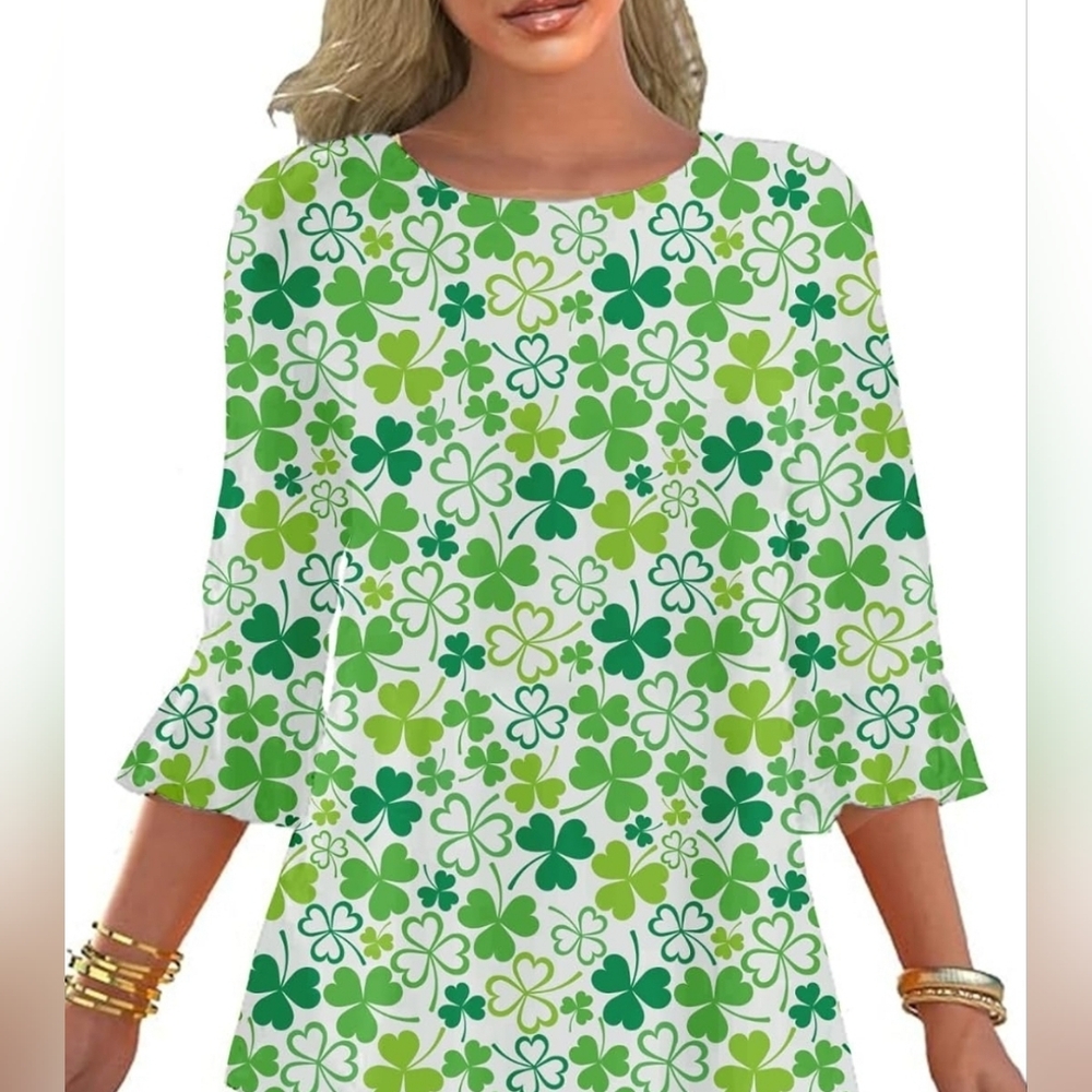 Roshop Women's ST. PATRICKs Day Shamrock Top XL